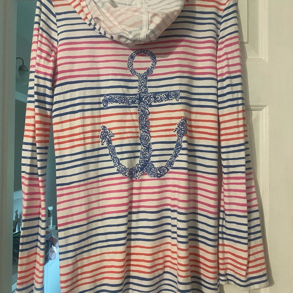 Lilly Pulitzer Striped Anchor Hoodie/ beach&pool cover up